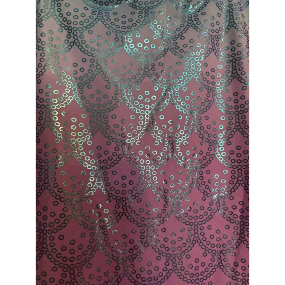 Disney Girls Sz 9/10 Ariel Mermaid Printed Metallic Skirt Tulle Hem Purple Aqua